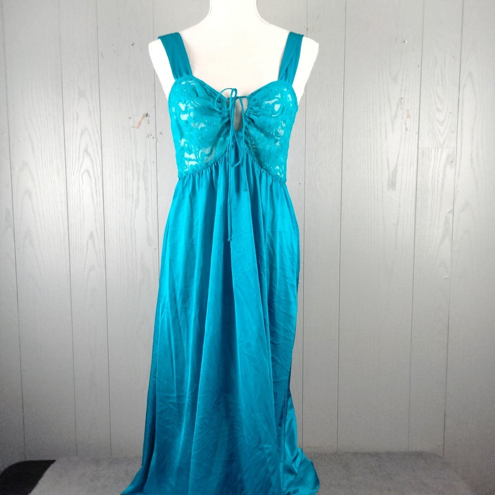 Vintage Anthony Richards Nightgown L Blue‎ Lace Babydoll Whimsigoth Witch Fairy